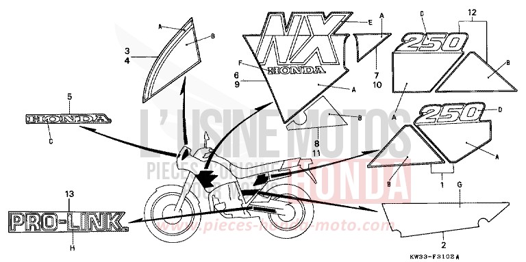 MARK for Dominator 250 ROSS WHITE (NH196) from 1990
